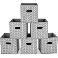 MaidMAX Cajas de Almacenaje de Tela sin Tapa- Cubos de Almacenamiento Plegables con Mangos de Plástico- para Casa…